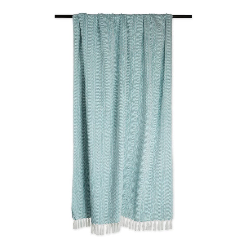 DII Herringbone Striped Collection Cotton Throw Blanket, 50x60, Aqua - Image 2
